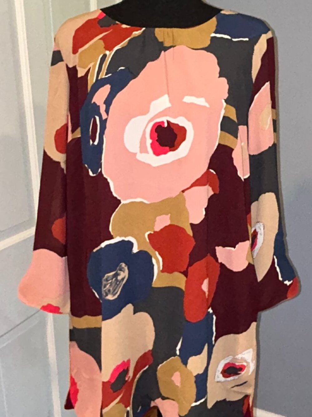 I. Madeline Floral Shift Dress, Women's Large, Burgundy Pink, Bold